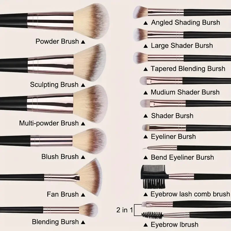 Professional Makeup Brush Set with Hypoallergenic Nylon & Soft Fluffy Bristles