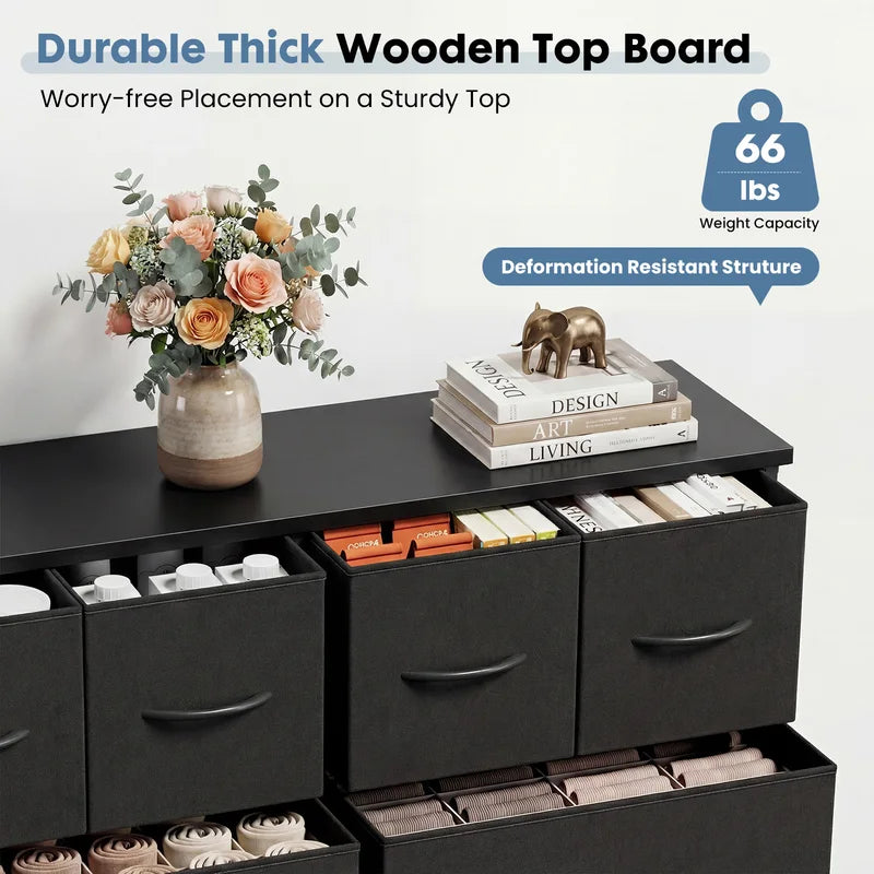 Tall Fabric Drawer Cabinet Storage Organizer with Steel Frame - Living Room Furniture