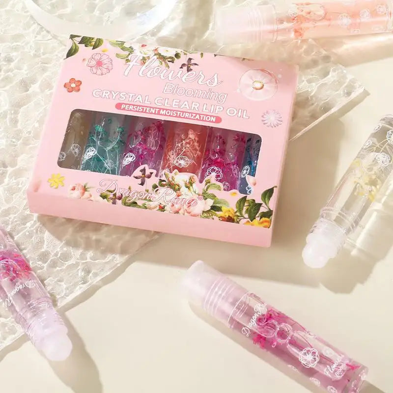 Moisturizing Lip Oil Set - Long-Lasting Clear Lip Gloss & Balm, 6pcs