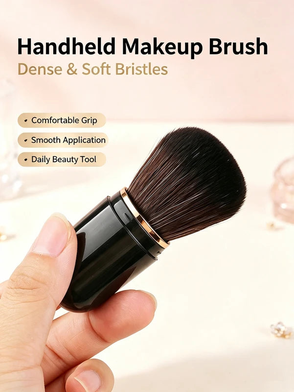 Mini Retractable Makeup Brush Set for Foundation Concealer Blush & Contouring - Portable Travel Tool with Protective Cap