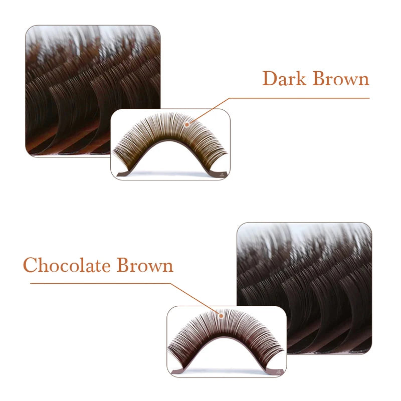 Premium Mink Eyelash Extensions - 32 Rows Brown Chocolate Curl 9-16mm