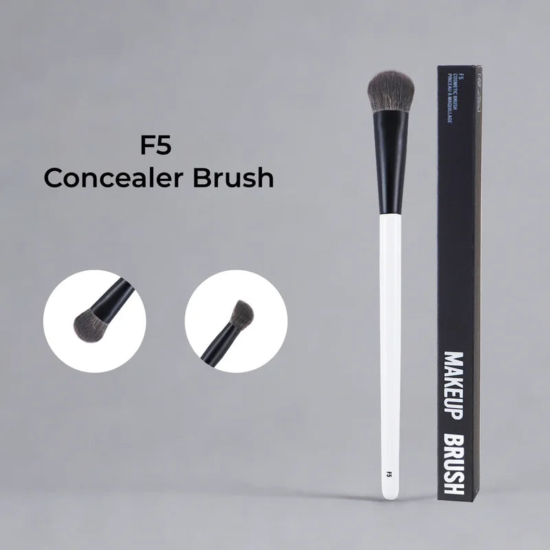 Concealer Makeup Brush with Sloped Round Tip for Liquids and Creams