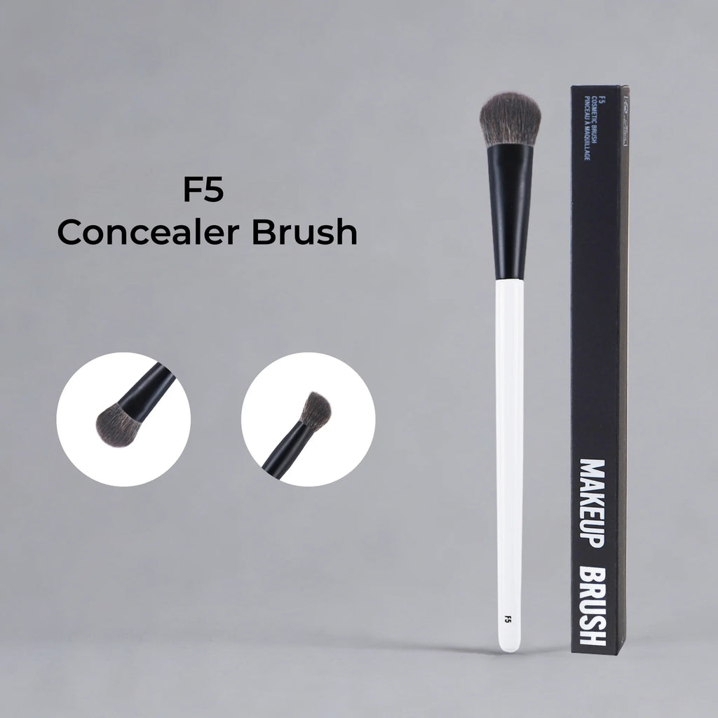 Concealer Makeup Brush with Sloped Round Tip for Liquids and Creams