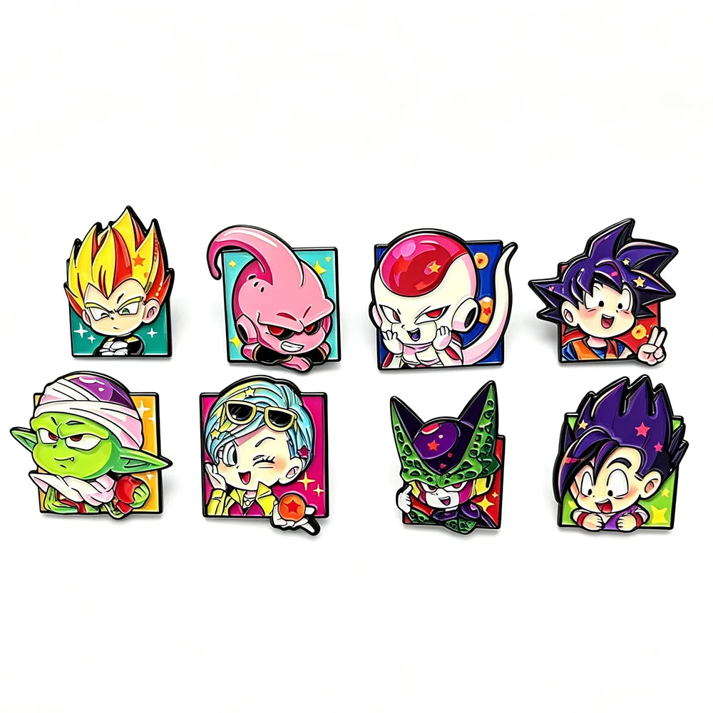 8pcs Cartoon Enamel Pins Set for Clothes & Backpacks, Creative Jewelry Accessory