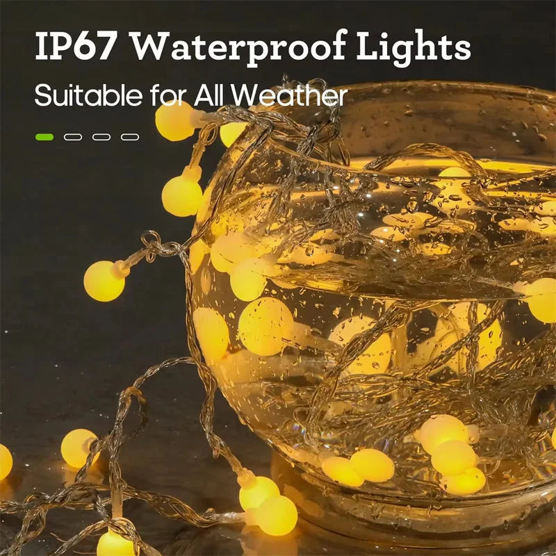 Frosted Globe Solar String Lights - Outdoor Fairy Lights with 8 Modes for Garden & Holiday Decor