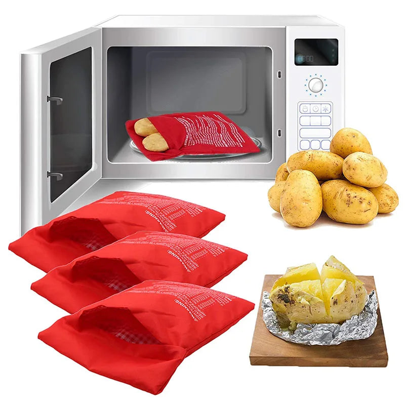 Reusable Microwave Potato Bag - Fast Baked Potatoes in 4 Minutes, Multiple Colors