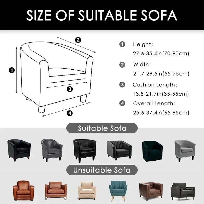 2pcs Jacquard Club Chair Cover with Cushion Set - Elastic Non-Slip Furniture Protector