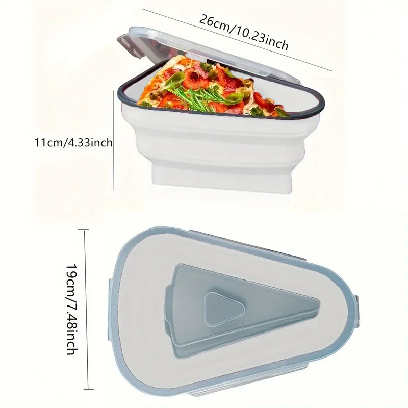 Silicone Pizza Storage Container with 5 Microwavable Dividers - Collapsible & Reusable