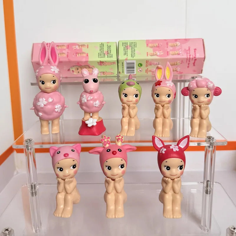 Cute Angel Blind Box Toy - Cherry Blossom Sitting Anime Figurines - Gift Set
