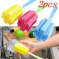 2 Pcs Kitchen Sponge Brush for Wine Glasses, Bottles, Coffee & Tea Cups - Eco-Friendly Cleaning Tools