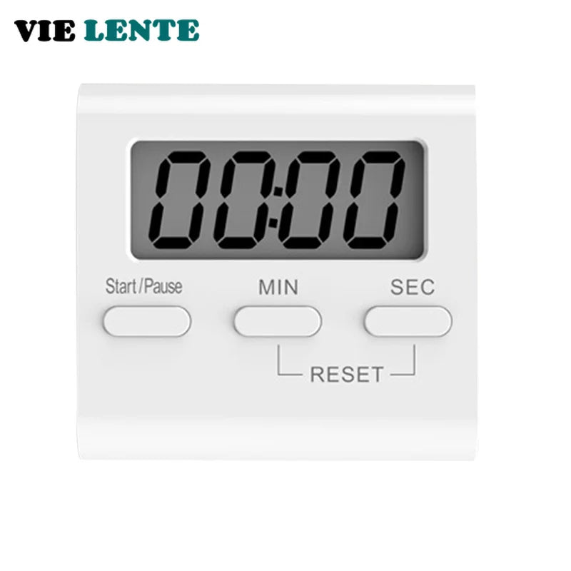 Digital Kitchen Timer LCD Countdown Timer Magnetic Stand White