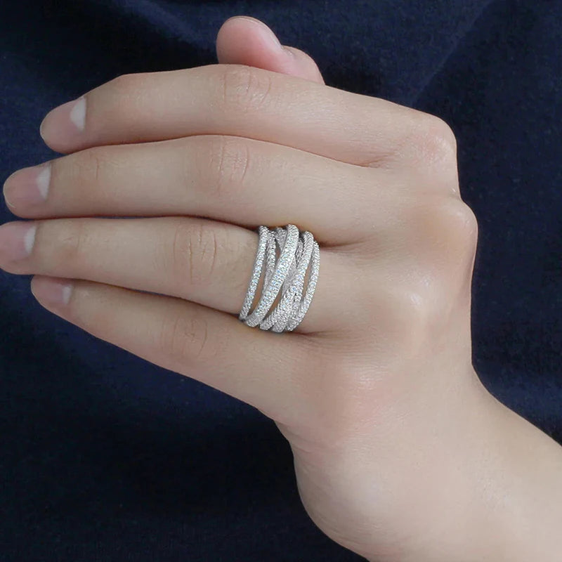 Multi Cross Rings for Women - Trendy Wedding Band Accessories with Cubic Zirconia