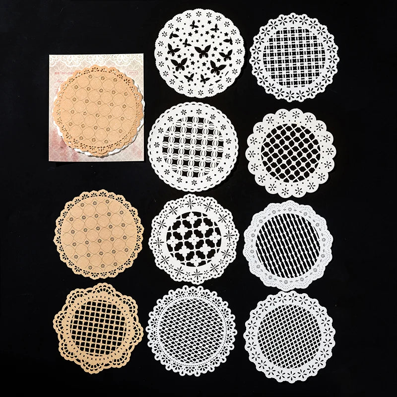 10 Pcs Handmade Lace Paper for Scrapbooking and Art Journals - Craft Supplies
