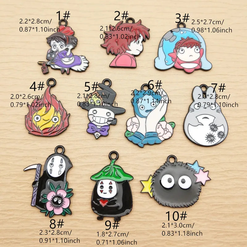10pcs Cartoon Charm Jewelry Pendant Set for Earrings Bracelets Keychains Craft Supplies Alloy Metal