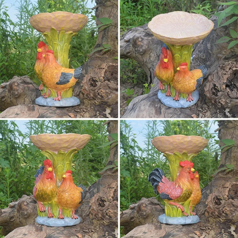 Resin Bird Feeder and Bath Garden Sculpture - Animal Design Outdoor Decor