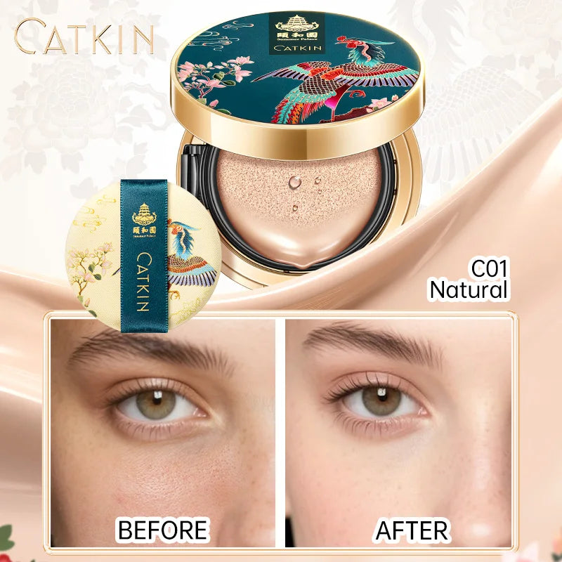 Catkin Full Coverage Cushion Foundation with Refill - Sheer Satin Finish, Light Beige