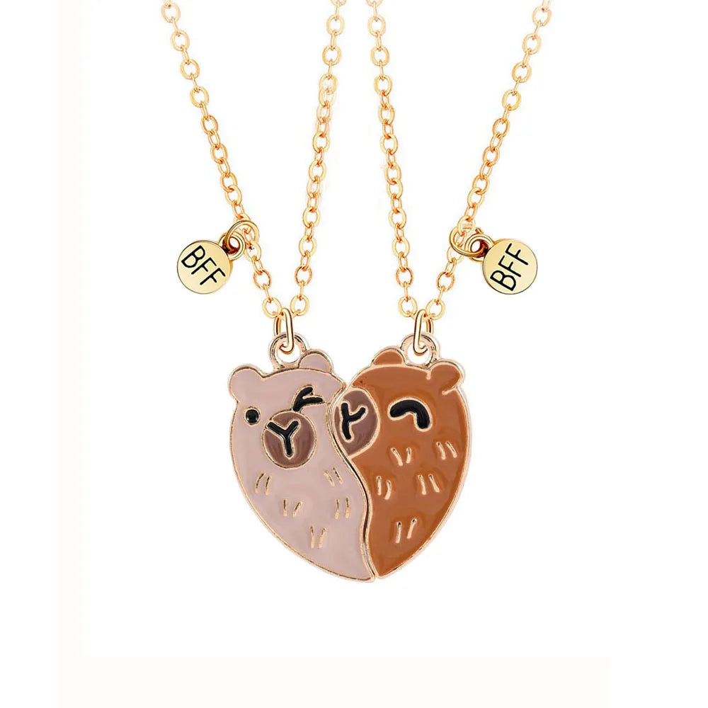Cute Heart-Shaped Friendship Necklace Set for Girls - Best Friend Gift, Multiple Metal Colors