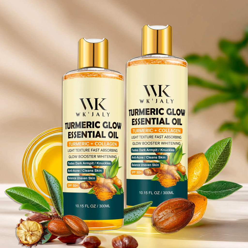 Turmeric Whitening Body Oil with Collagen and Vitamin E - 300ml Moisturizing Brightening for All Skin Types