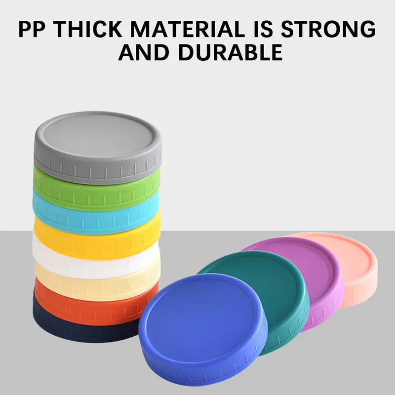Reusable Plastic Mason Jar Lids Set - Leak-Proof Food Storage Covers