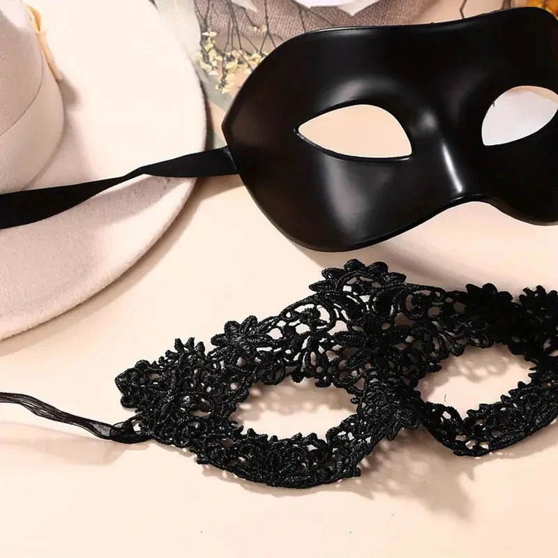 Elegant Masquerade Mask Set for Couples - Venetian, Mardi Gras & Halloween Parties
