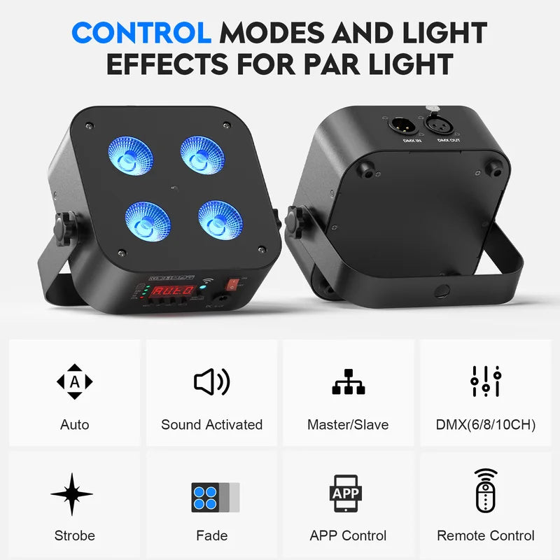 Rechargeable Battery Par Lights Set with Flightcase for Party and Stage Effects