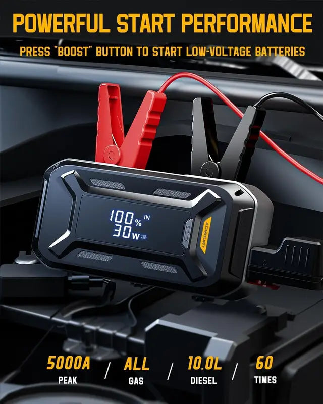 5000A Car Jump Starter Portable Battery Booster for 12V Gasoline & Diesel Vehicles