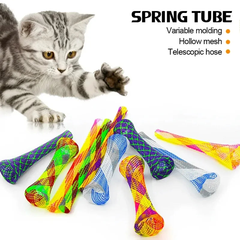 Colorful Cat Spring Toy Stick - Bouncing, Interactive Pet Toy Set of 10 or 30