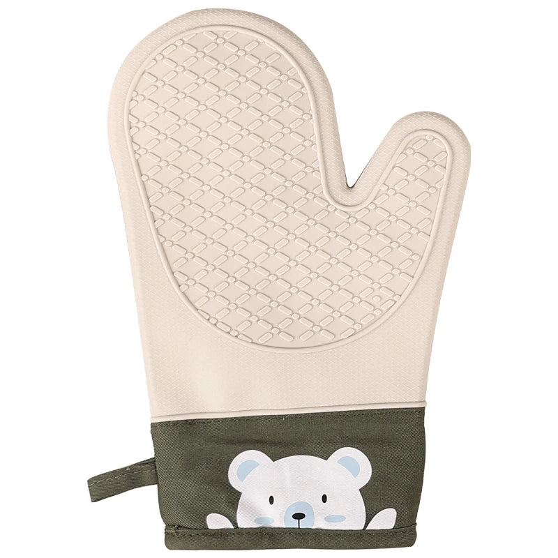 Heat-Resistant Silicone Oven Gloves Thickened Non-Slip Kitchen Safety Gloves