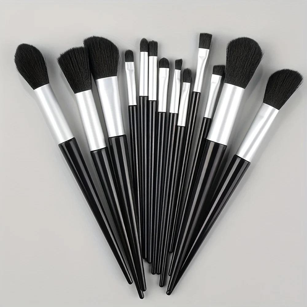 13-Piece Makeup Brush Set with Travel Bag - Synthetic Face & Eye Brushes
