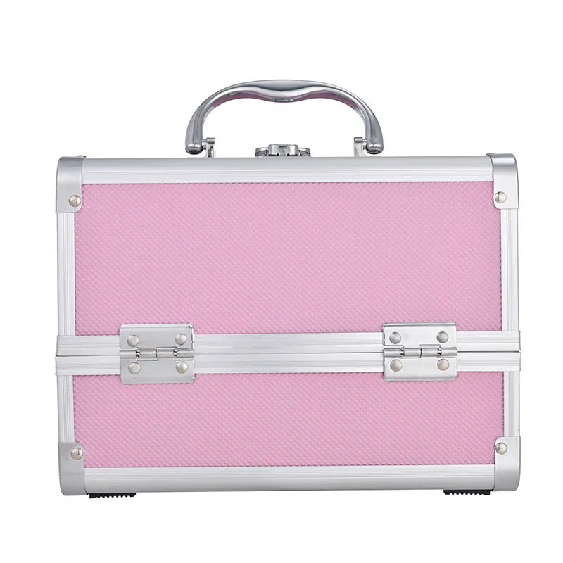 Large Capacity Aluminum Alloy Makeup Case with Mirror Portable Organizer for Professional Artists