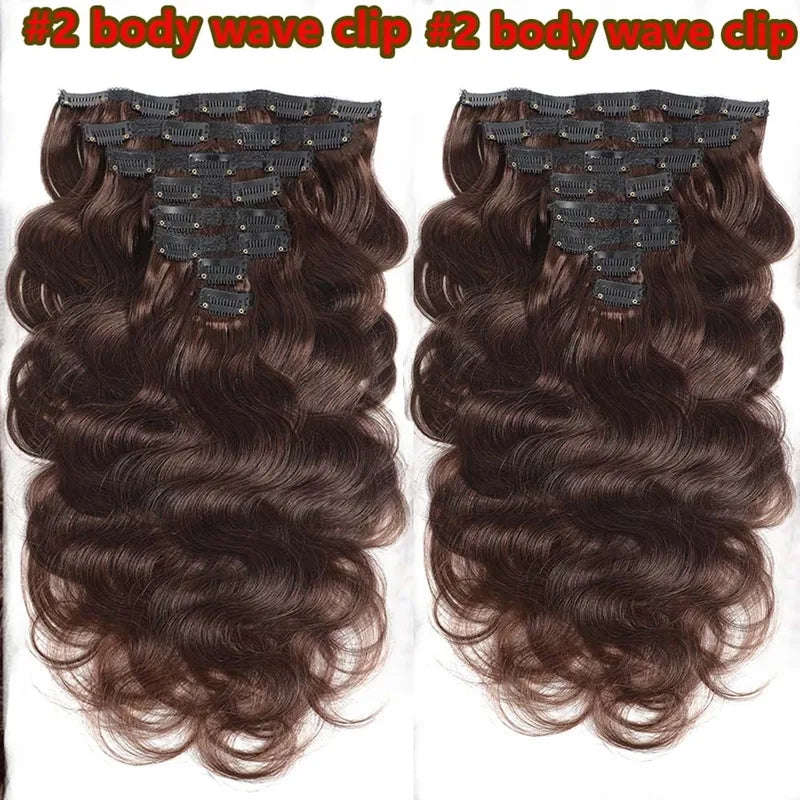 Clip In Body Wave Hair Extensions - Unprocessed Human Hair, 16-22 Inches, 120g