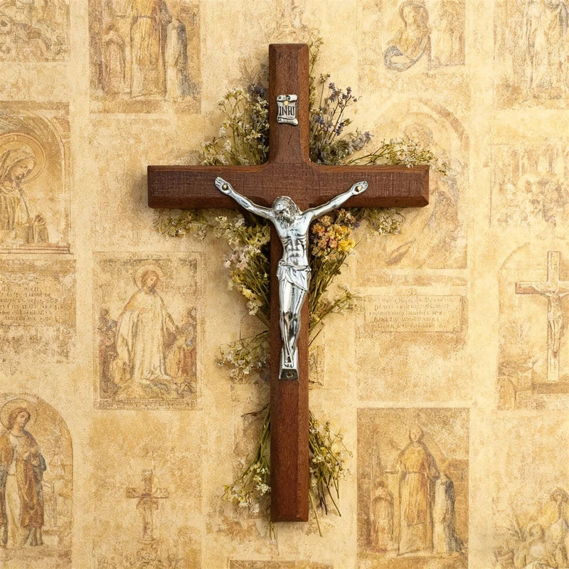 Hand Carved Wooden Cross Wall Hanging Religious Decor for Home & Gift