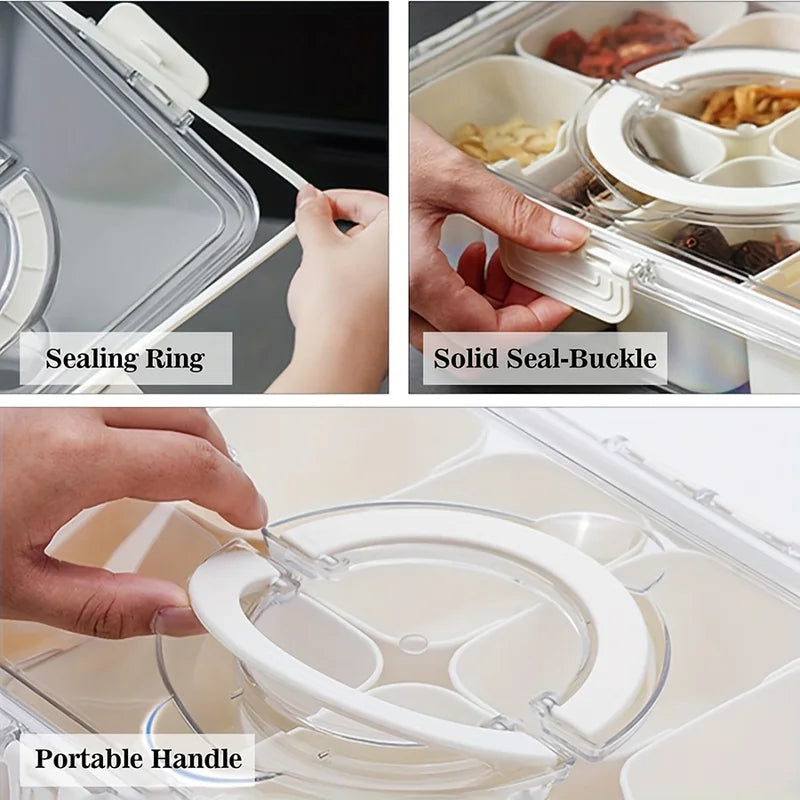 4-Grid Snack Container with Lid - Portable Food Storage & Organizer