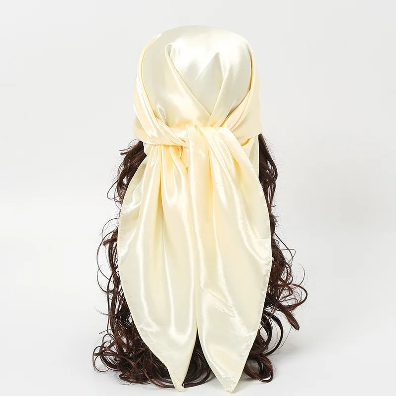 Women’s Silk Scarf Satin Solid Color Hijab Wrap Shawl 90x90cm