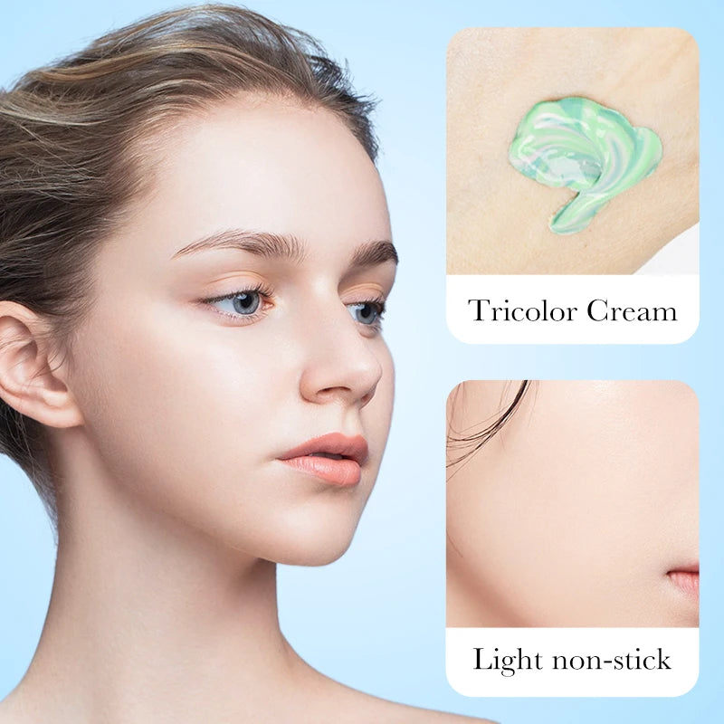 Waterproof Face Makeup Primer Tri-Color Cream Contour Base 40g - Natural Finish