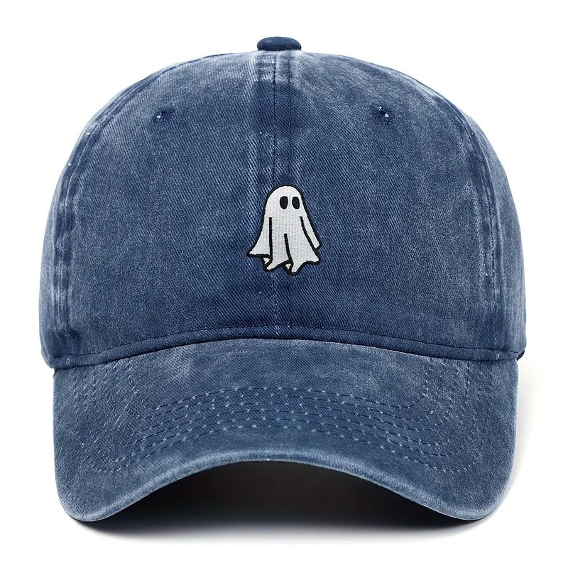 Unisex Halloween Embroidered Baseball Cap with Ghost Pattern - Simple Style, Suitable for Men and Women