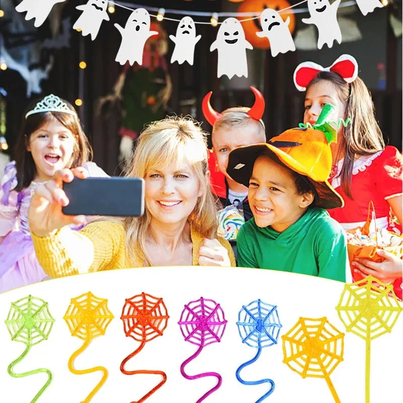 Mini Sticky Spider Web Party Favors - Halloween Carnival Gift Bag Fillers