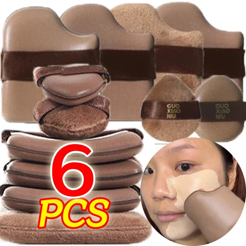 6pcs Makeup Powder Puff Set with Storage Box - Soft Wet & Dry Foundation Sponges