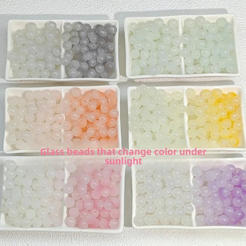 UV Color Changing Glass Beads for Jewelry Making - 50PCS Jade-Like Loops