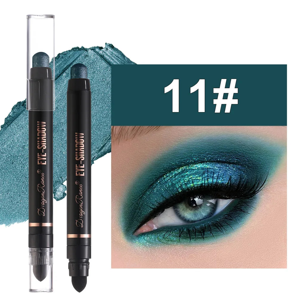 Dual-Ended Metallic Eyeshadow Stick & Highlighter Pencil Waterproof Glitter Makeup