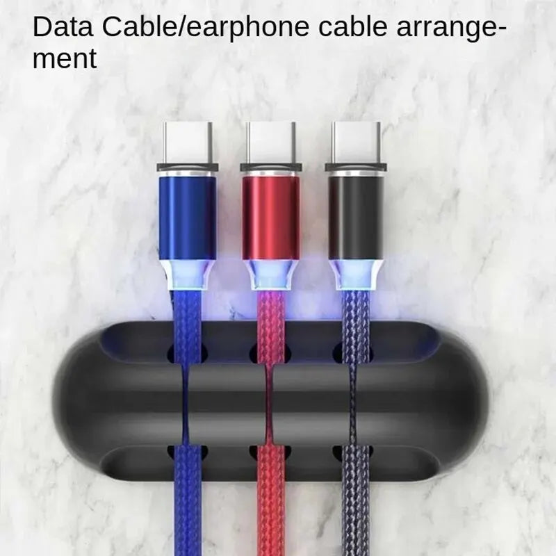 Cable Organizer Silicone Desktop Cable Management Holder for Power, Data & Charging Cables