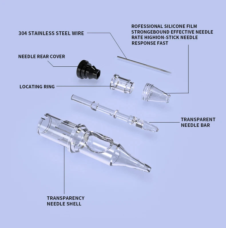 Wireless Rotary Tattoo Kit with 10 Cartridges - Portable Permanent Makeup Set