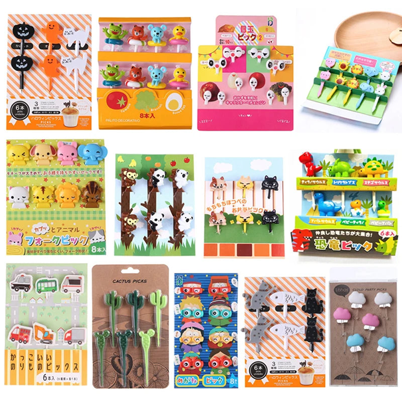 Kids Fruit Fork Set - Reusable Plastic Bento Picks for Lunch & Snacks