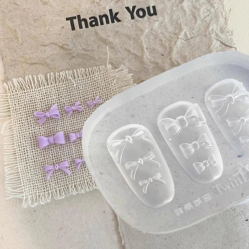3D Bowknot Silicone Nail Mold for Manicure & Nail Art - Transparent, White, Beige, Green