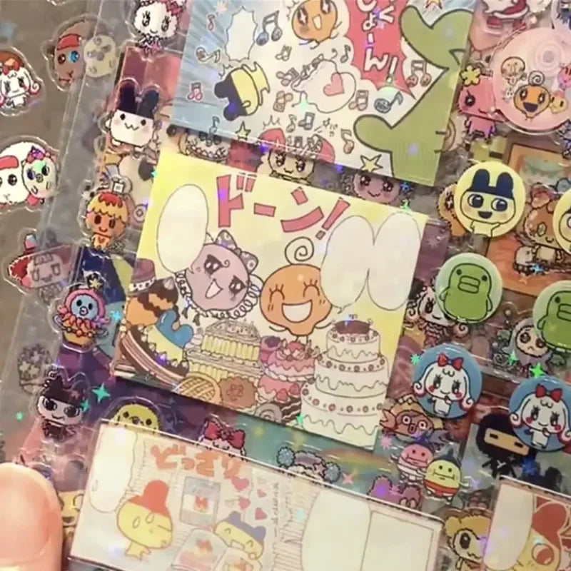 8pcs Anime Pixel Graph Sticker Set for Phone & Desktop Decoration - Tamagotchi Style
