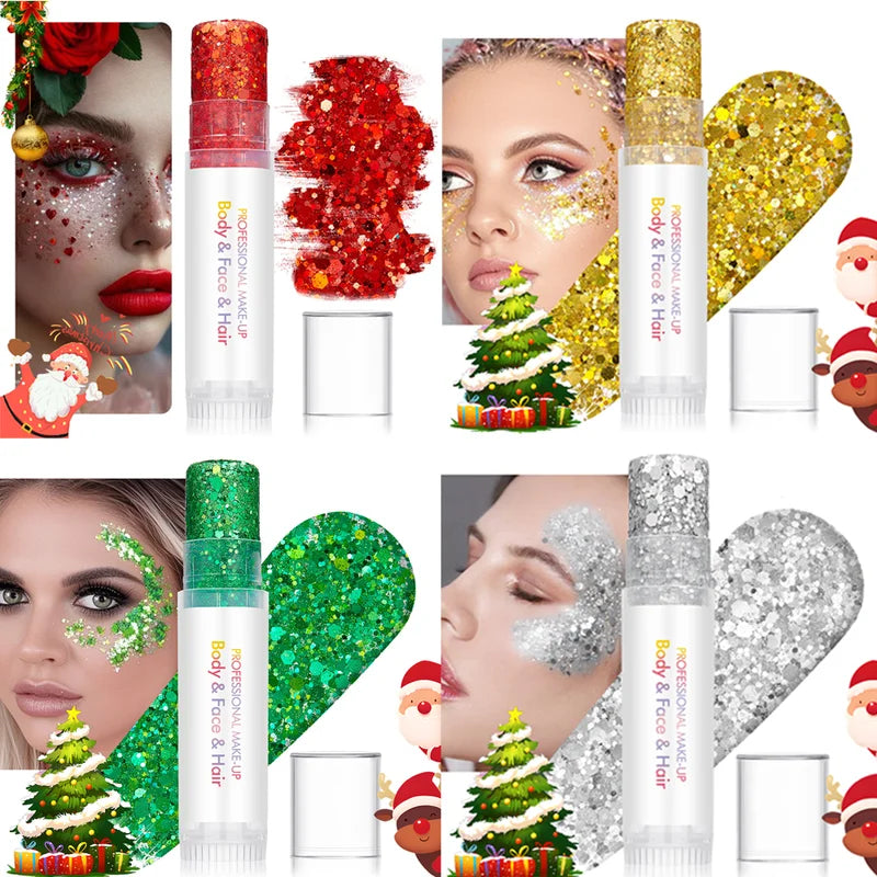 Long-Lasting Body and Facial Glitter for Holiday and Christmas Party Makeup