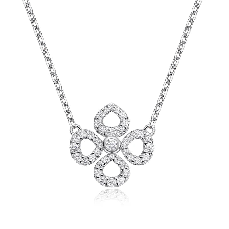 Moissanite Pendant Necklace for Women, Sterling Silver & 18k Gold Plated, Sparkling Gift