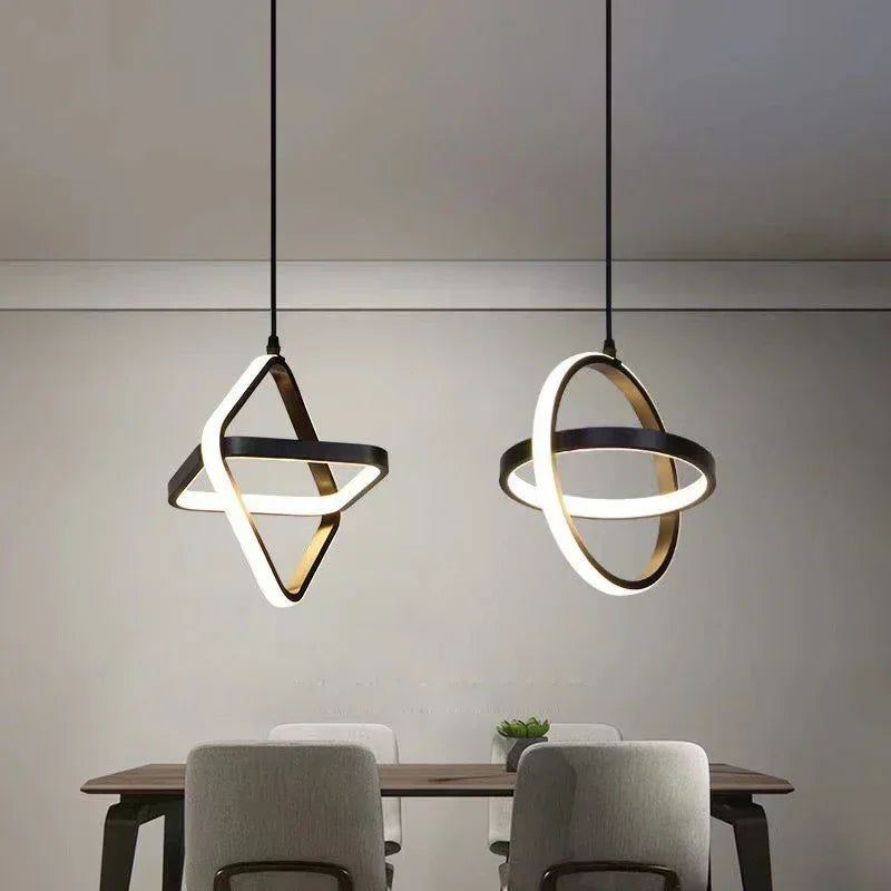 Modern Black LED Pendant Light Fixture for Dining Room Kitchen Living Room