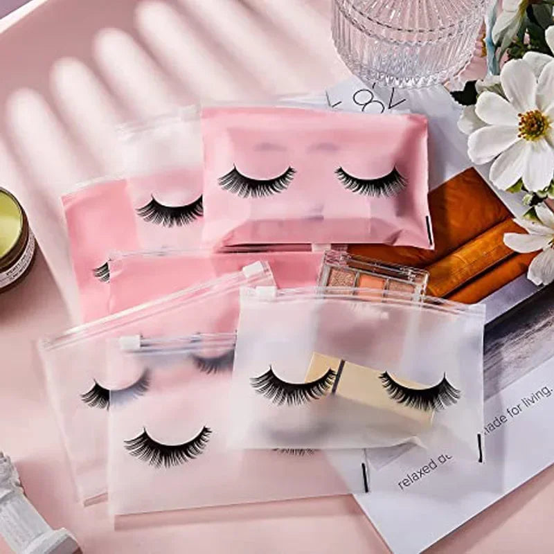 50PCS Waterproof Eyelash Aftercare Bags Zipper Makeup & Cosmetic Travel Pouches