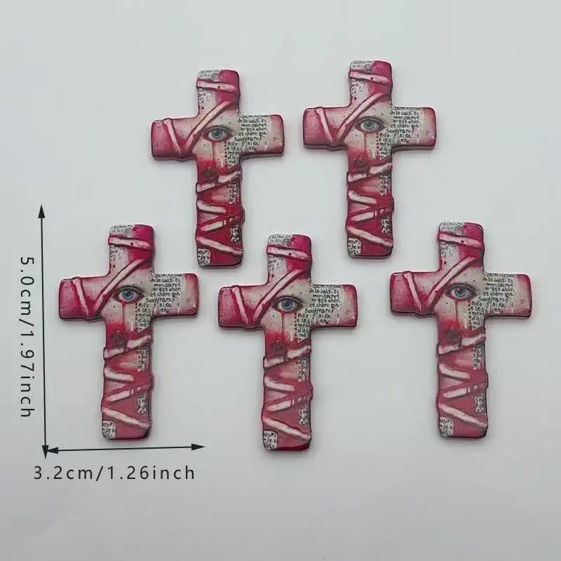 10pcs Halloween Acrylic Cross Ghost Earrings & Pendant Set DIY Crafts Jewelry